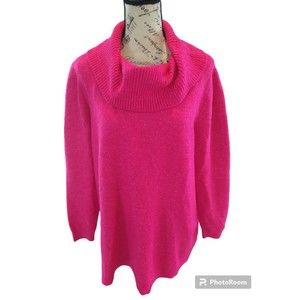 Lane Bryant Cowlneck Sweater hot pink 18/20 Boho Cozy Feminine